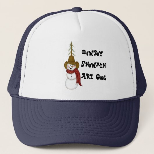 Cute Folk Art Cowboy Snowman Trucker Pet (Voorkant)