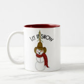 Cute Folk Art Cowboy Snowman Tweekleurige Koffiemok (Links)