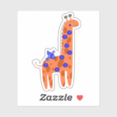 Cute Folk Art Giraffe Bird Oranje Blue Laptop Sticker (Vel)