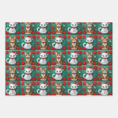 Cute Folk Art Impasto Cat Festive Christmas Inpakpapier Vel (Voorkant 2)