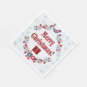 Cute Folk Art Merry Kerstmis Wreath Servet (Hoek)