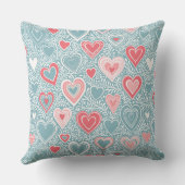 Cute Folk Bloemen Hart Stof Blauw Roze Roos Naam Kussen