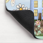 Cute Folk Country House en Picket Fence Art Muismat (Hoek)