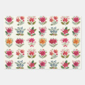 Cute Folk Floral Christmas Inpakpapier Vel (Voorkant)