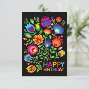 Cute Folklore Happy Birthday Kaart
