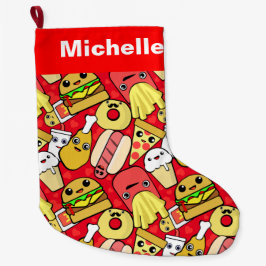 Cute Food Characters gepattereerd Kleine Kerstsok