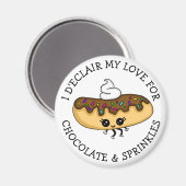 Cute Food Pun, Chocolate Éclair met Sprinkles Magneet (Voorkant / Achterkant)