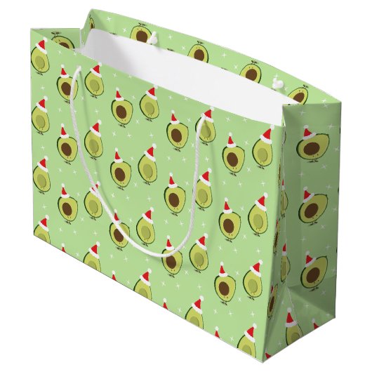 Cute Food Santa Hat Avocado Kerstmis Groot Cadeauzakje (Achterkant Gekanteld)