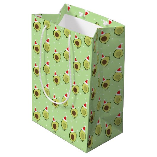 Cute Food Santa Hat Avocado Kerstmis Medium Cadeauzakje (Achterkant Gekanteld)
