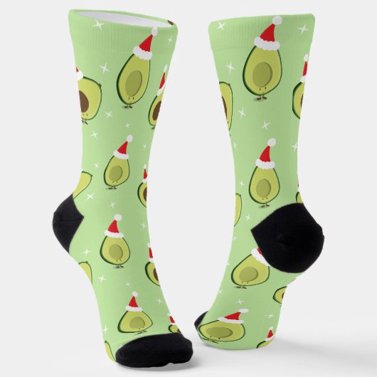 Cute Food Santa Hat Avocado Kerstmis Sokken (Gebogen)