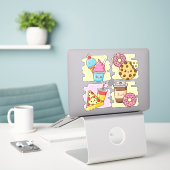 Cute Food Sticker (Laptop op bureau)