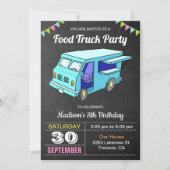 Cute Food Truck Birthday Party Invitation Kaart (Voorkant)