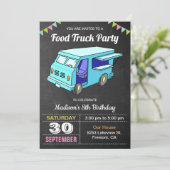 Cute Food Truck Birthday Party Invitation Kaart (Staand voorkant)
