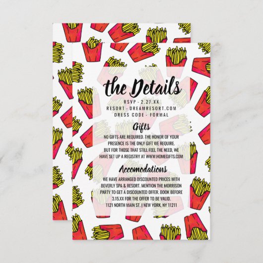 Cute Foodie French Fries Pattern Informatiekaartje (Voorkant / Achterkant)