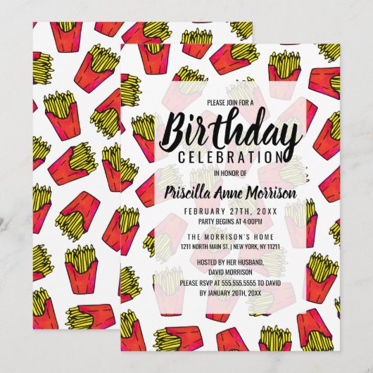 Cute Foodie French Fries Pattern Kaart (Voorkant / Achterkant)