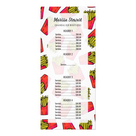 Cute Foodie French Fries Pattern Reclamekaart (Voorkant)