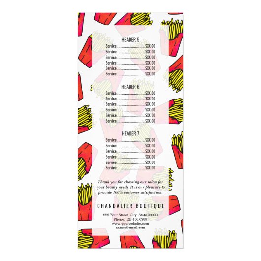 Cute Foodie French Fries Pattern Reclamekaart (Achterkant)