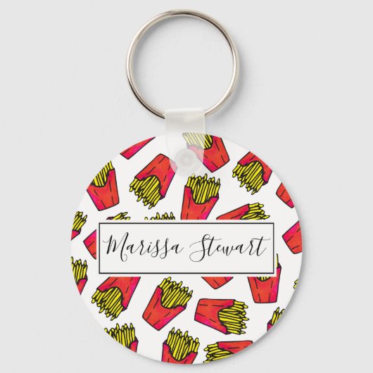 Cute Foodie French Fries Pattern Sleutelhanger (Voorkant)