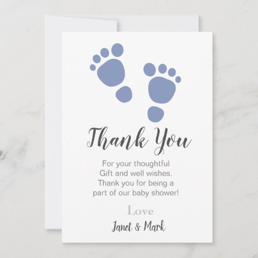 Cute Foot Print Baby shower Hartelijk dank Aankondiging (Voorkant)