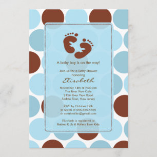 Cute Footprint Boy Baby shower Invitation Kaart
