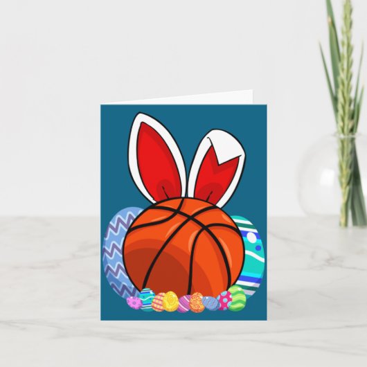 Cute For Basketball Easter Egg Bunny Kaart (Voorkant)