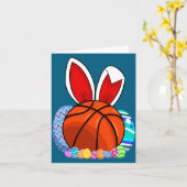 Cute For Basketball Easter Egg Bunny Kaart (Gele Bloem)