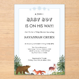 Cute Forest Animals Baby Boy Shower Design Acryl Uitnodigingen