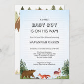 Cute Forest Animals Baby Boy Shower Design Kaart (Voorkant / Achterkant)