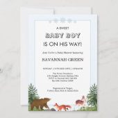Cute Forest Animals Baby Boy Shower Design Kaart (Voorkant)