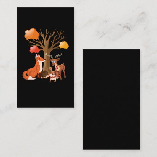 Cute Forest Animals Deer Fox Bunny Hedegel Visitekaartje (Voorkant / Achterkant)