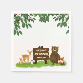 Cute Forest Animals Happy Woodland Kid's Birthday Servet
