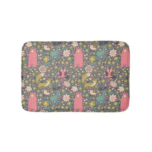 Cute Forest Animals Pattern Badmat (Voorkant)