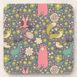 Cute Forest Animals Pattern Bier Onderzetter