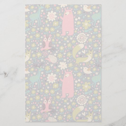 Cute Forest Animals Pattern Briefpapier (Voorkant)