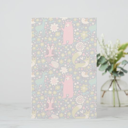 Cute Forest Animals Pattern Briefpapier (Staand voorkant)