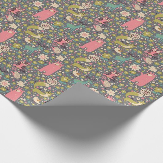 Cute Forest Animals Pattern Cadeaupapier (Hoek)