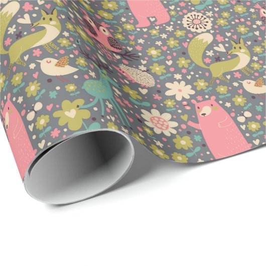 Cute Forest Animals Pattern Cadeaupapier (Rol Hoek)