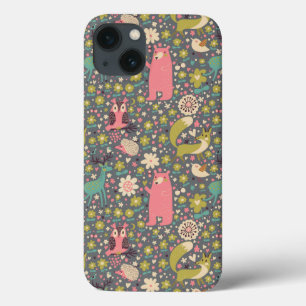 Cute Forest Animals Pattern iPhone 13 Hoesje