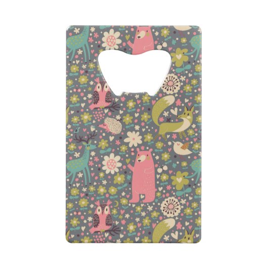 Cute Forest Animals Pattern Creditkaart Flessenopener (Achterkant)