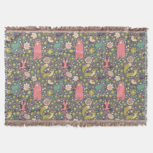 Cute Forest Animals Pattern Deken (Voorkant)