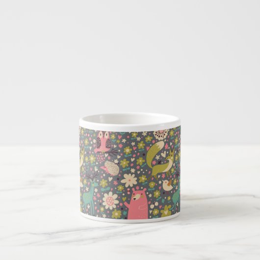 Cute Forest Animals Pattern Espresso Kop (Voorkant)