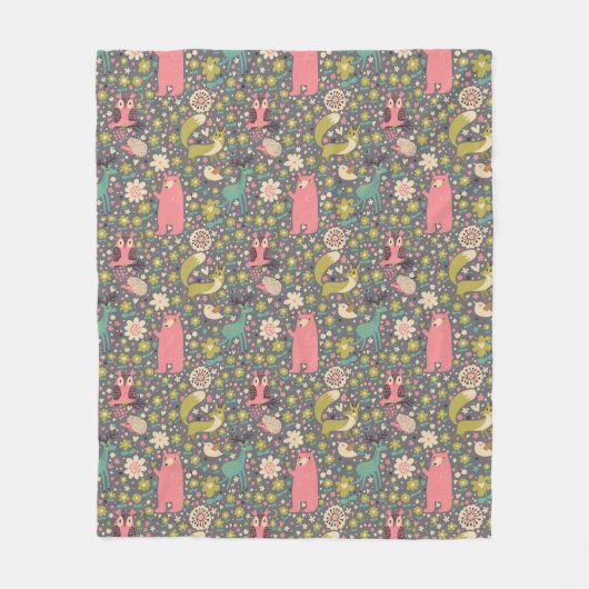 Cute Forest Animals Pattern Fleece Deken (Voorkant)
