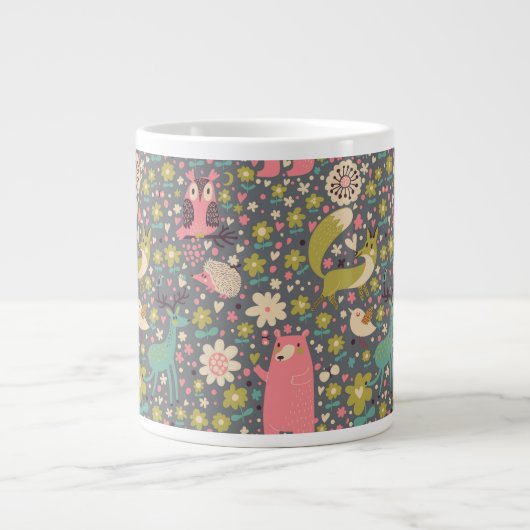 Cute Forest Animals Pattern Grote Koffiekop (Voorkant)