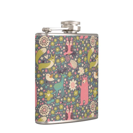 Cute Forest Animals Pattern Heupfles (Rechts)