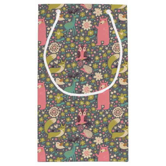 Cute Forest Animals Pattern Klein Cadeauzakje (Achterkant)
