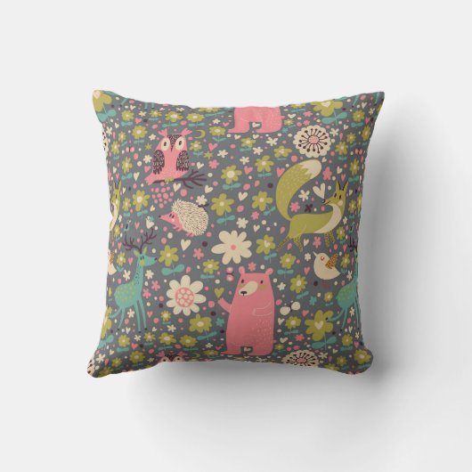 Cute Forest Animals Pattern Kussen (Achterkant)