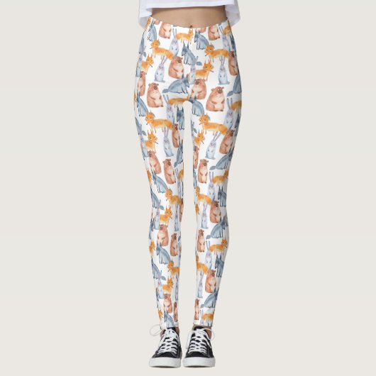 Cute Forest Animals Pattern Leggings (Voorkant)