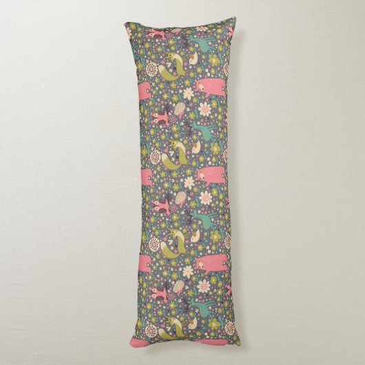 Cute Forest Animals Pattern Lichaamskussen (Achterkant (Verticaal))