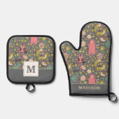 Cute Forest Animals Pattern Ovenwant & Pannenlap Set (Voorkant)