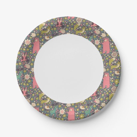 Cute Forest Animals Pattern Papieren Bordje (Voorkant)